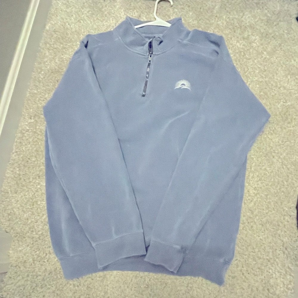 Light Blue Embroidered Quarter Zip Pullover